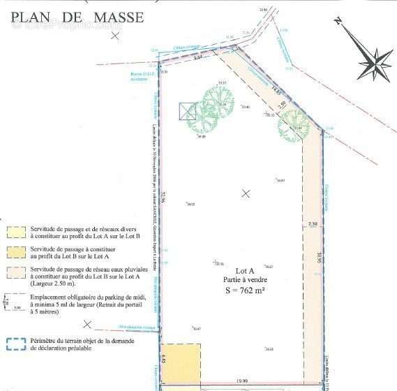 Plan de masse, géometre, terrain à bâtir, projet construction - Terrain à LA BREDE