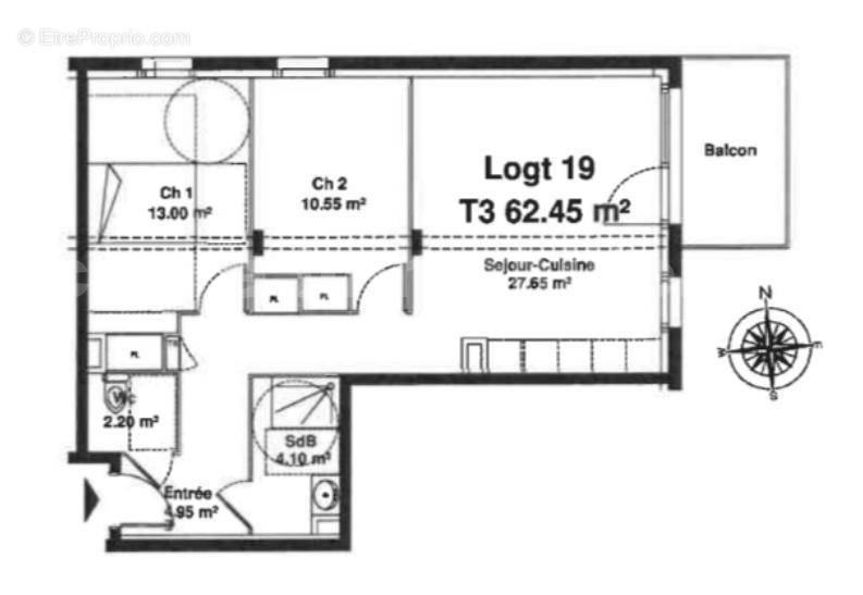 Lot 19 plan - Appartement à SAINT-JEAN-LE-BLANC