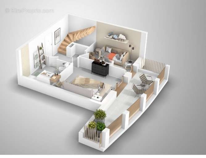 Plan 3D de l&#039;appartement  - Appartement à CASTELNAU-LE-LEZ