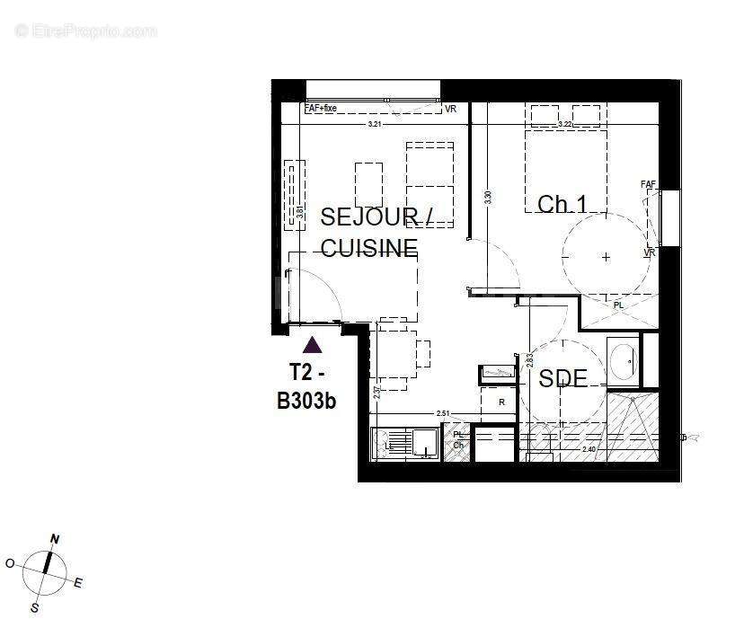 Plan B303B Bella Flora - Appartement à LA CHAPELLE-SAINT-MESMIN