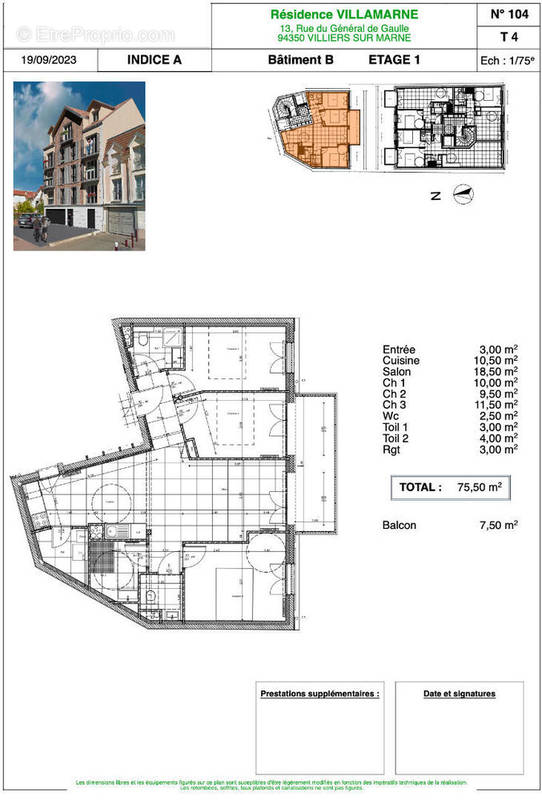 Appartement à VILLIERS-SUR-MARNE