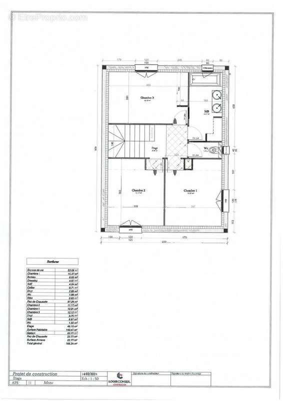 plan étage  - Maison à MONS