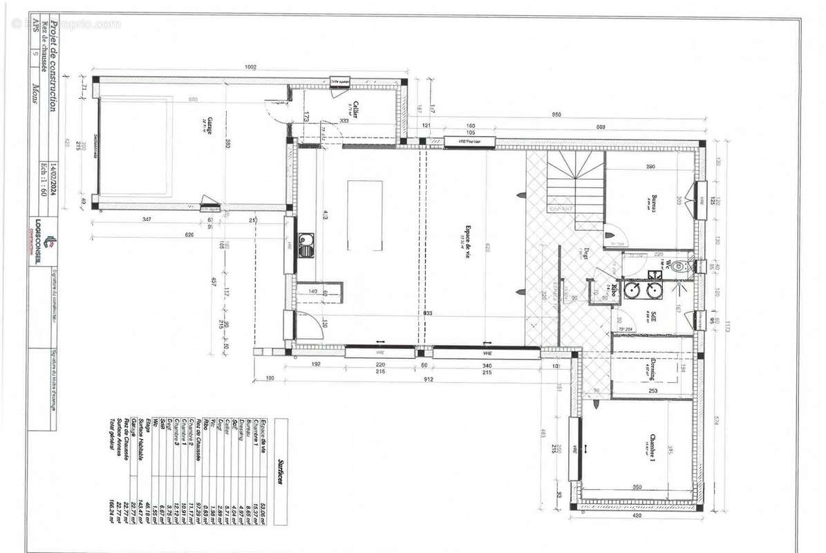 plan rdc - Maison à MONS