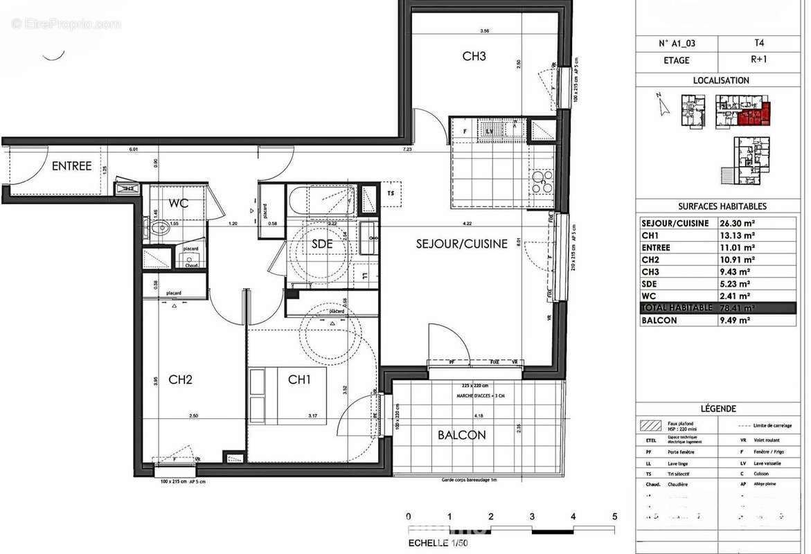 Plan de l&#039;appartement 06A103 - Appartement à RENNES