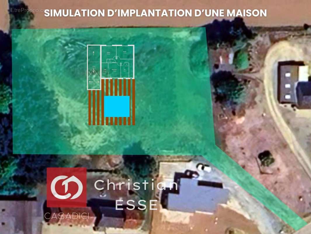 Simulation d&#039;implantation d&#039;une maison - Terrain à PLOUGOURVEST