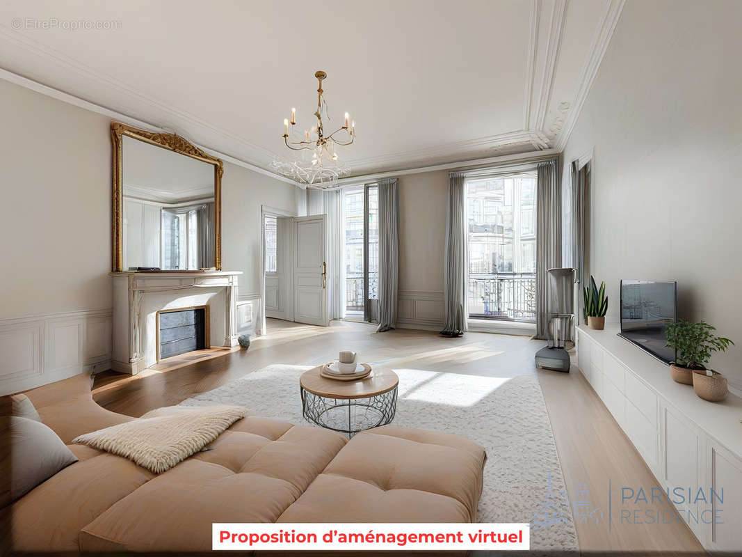 proposition d&#039;aménagement virtuel séjour - Appartement à PARIS-6E