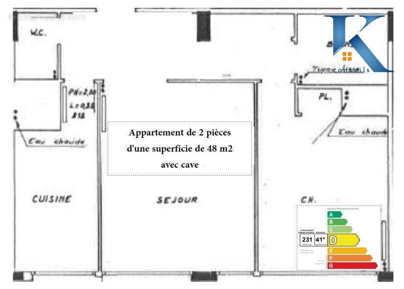 Plan général - Appartement à PARIS-17E