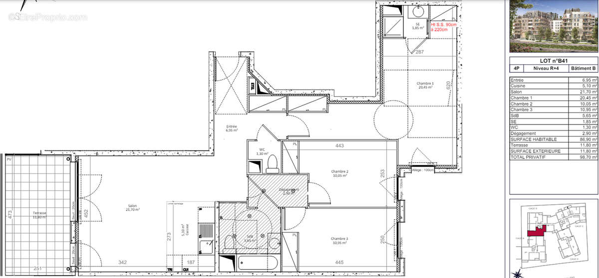 Appartement a louer colombes - 4 pièce(s) - 87 m2 - Surfyn