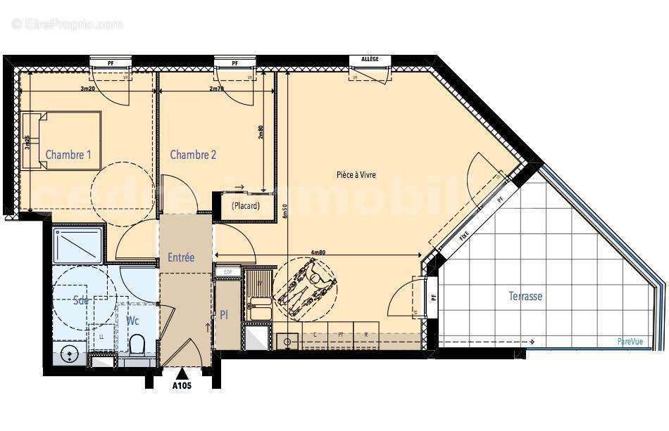 PLAN T3 lot A105 1er - Appartement à LA CHAPELLE-SAINT-MESMIN