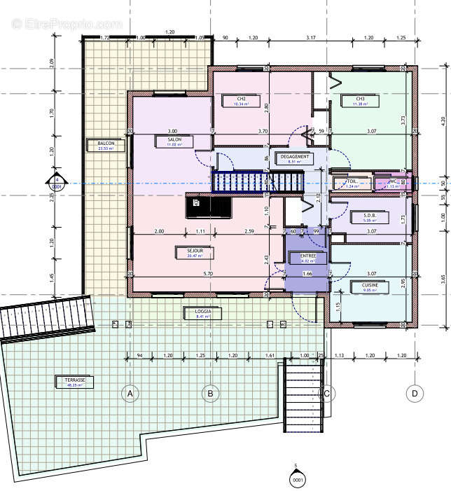 Plan du 1er étage de la maison  - Maison à FONTENILLES