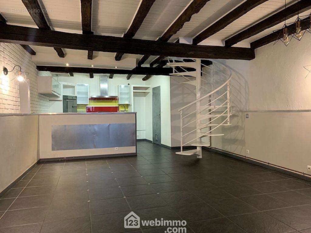 Entrée par la pièce de vie de 40 m2, - Appartement à POITIERS