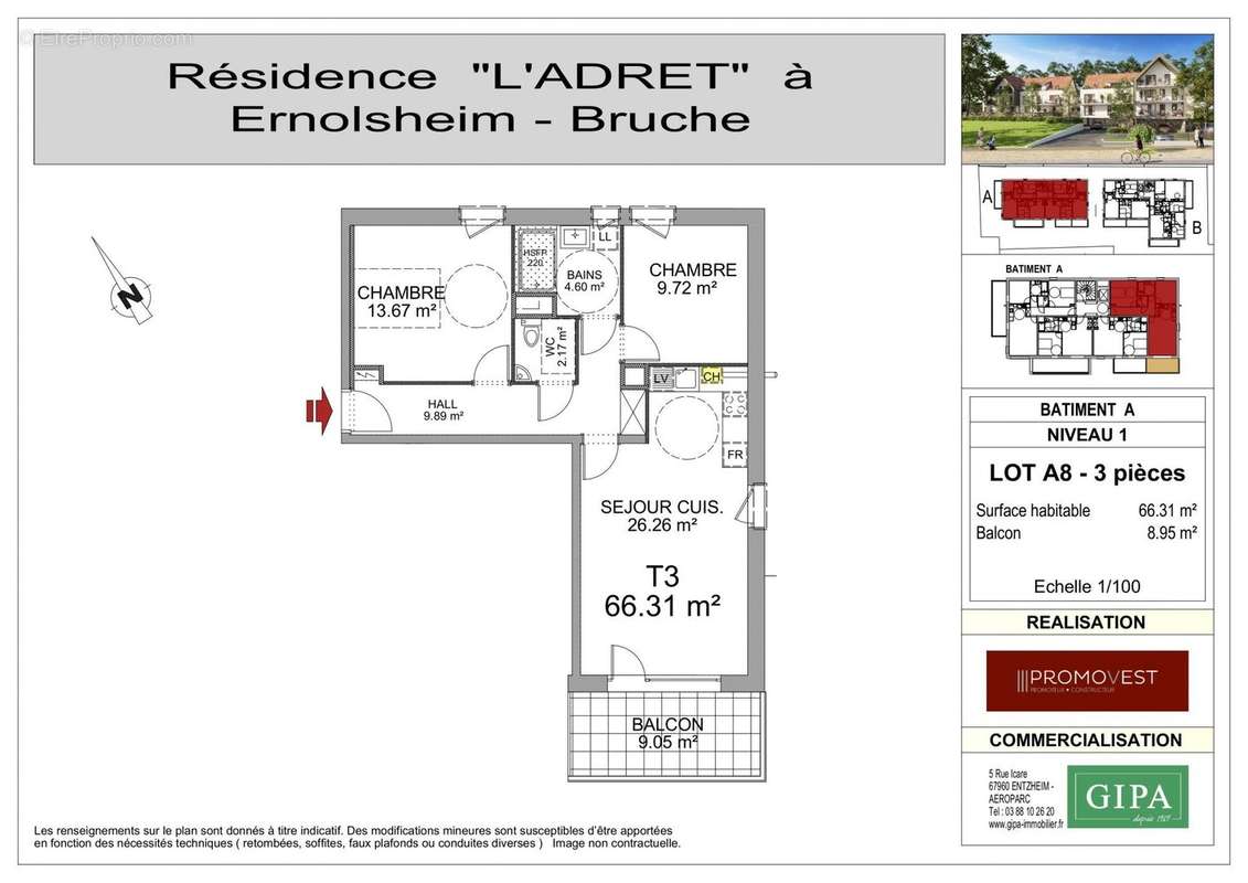 Appartement à ERNOLSHEIM-BRUCHE