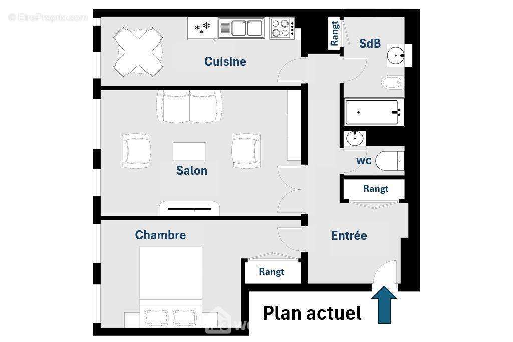 Plan actuel - Appartement à PARIS-11E