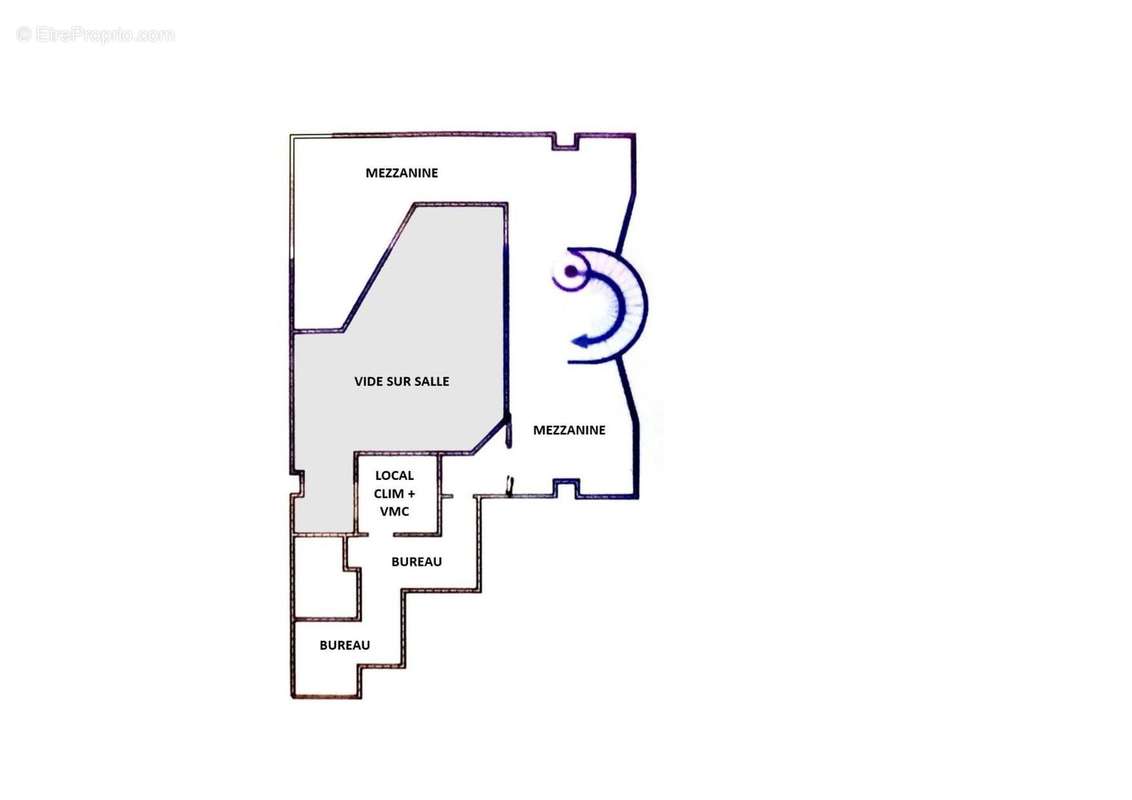 Plan schématique de l&#039;étage en mezzanine - Commerce à STRASBOURG