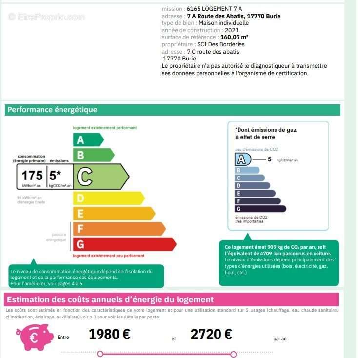 DPE Logement A - Maison à BURIE