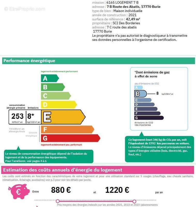 DPE Logement B - Maison à BURIE