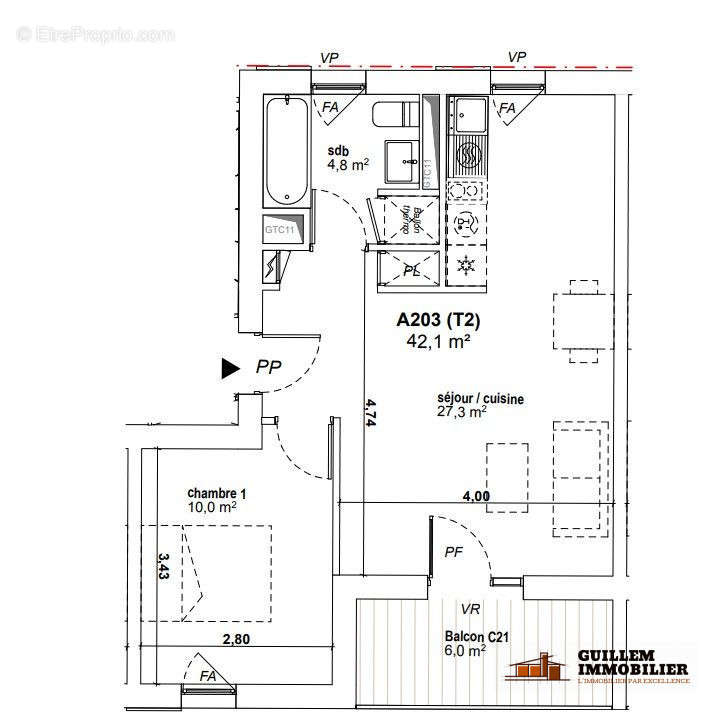 Plan intérieur - Appartement à AVIGNON