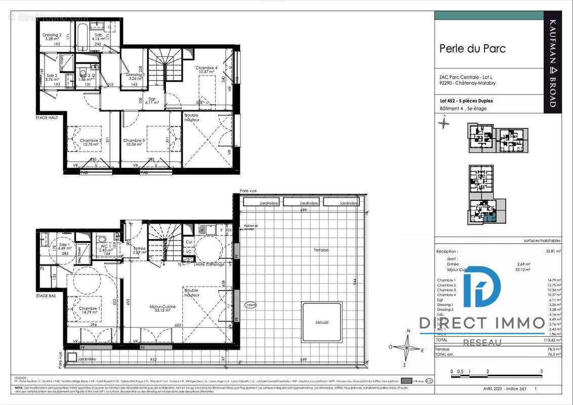 Plan 5 Pièces Duplex, Lot 452 - Appartement à CHATENAY-MALABRY