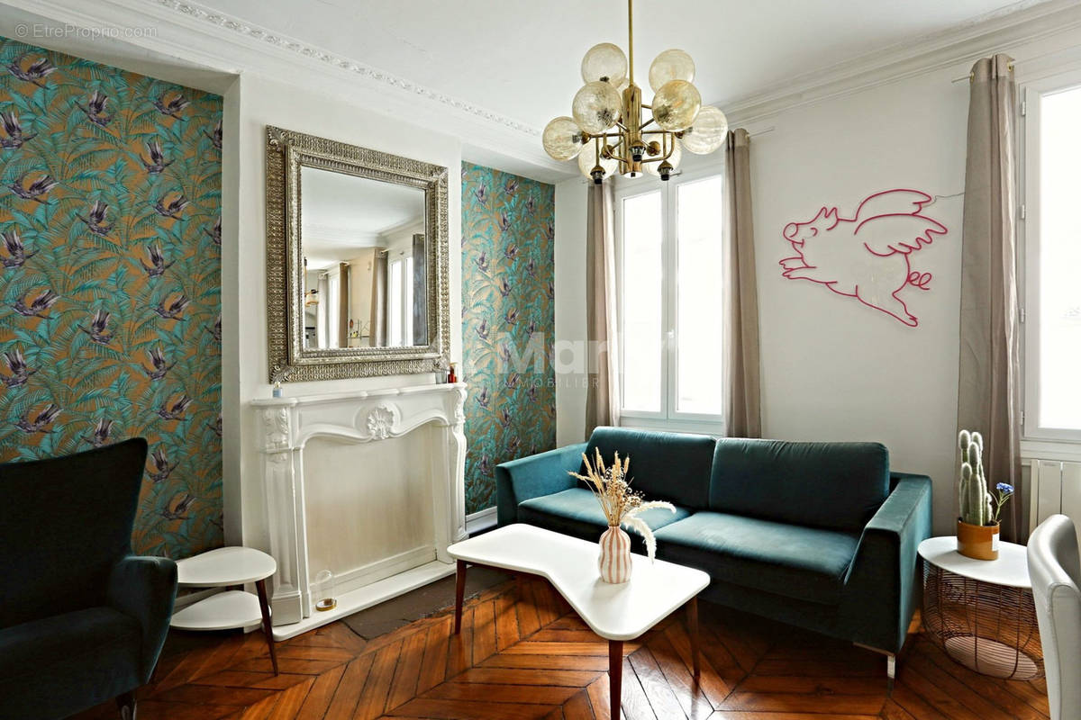 Le salon/salle à manger - Appartement à PARIS-19E