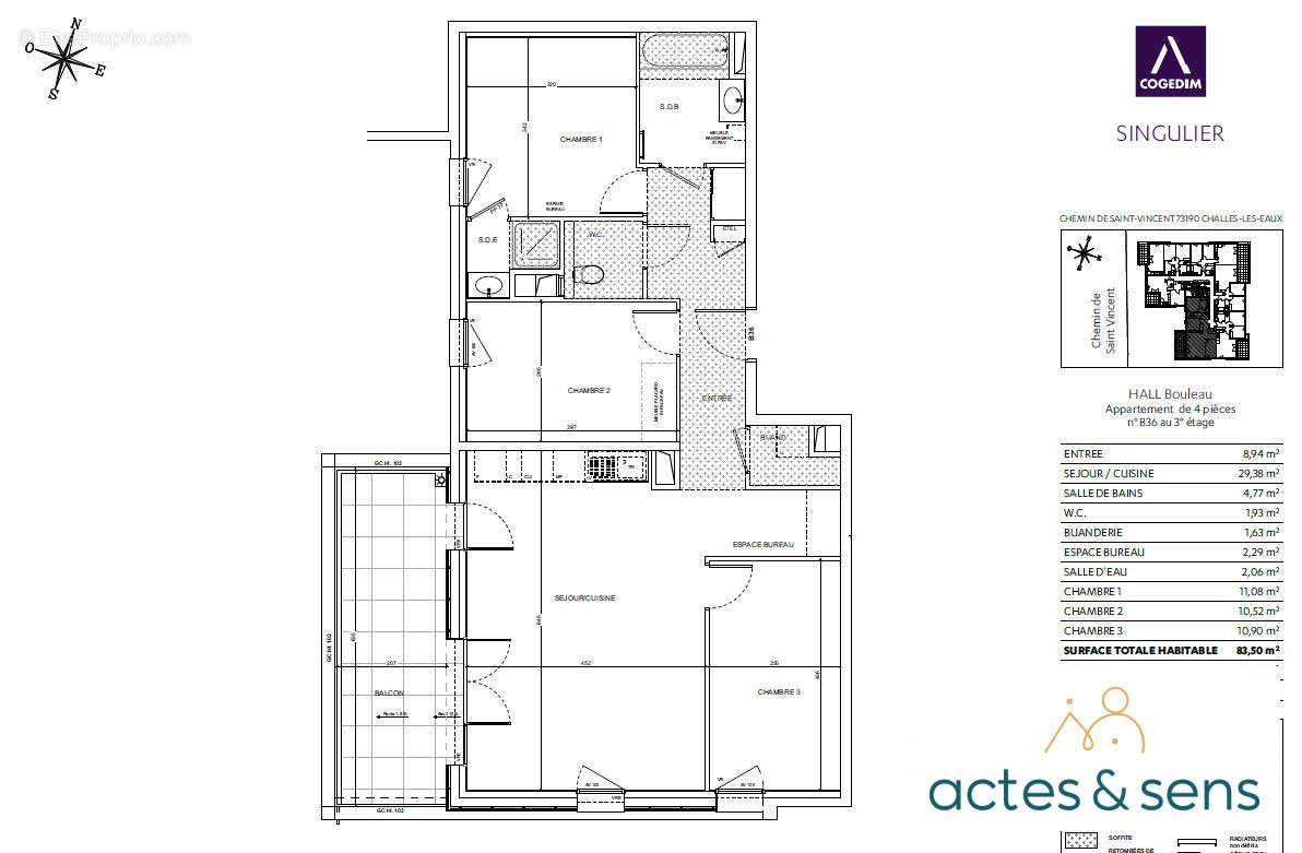 Appartement à CHALLES-LES-EAUX