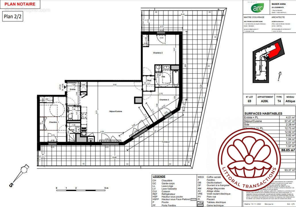 Plan de l&#039;appartement - Appartement à VANNES