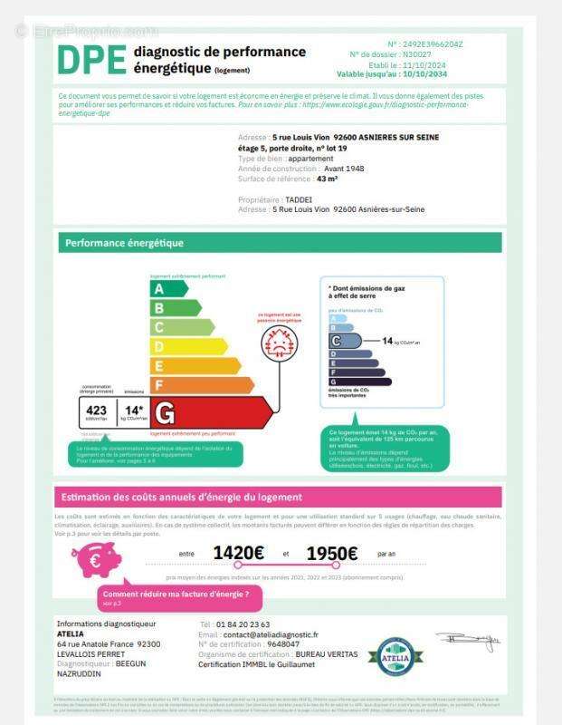 Appartement à ASNIERES-SUR-SEINE